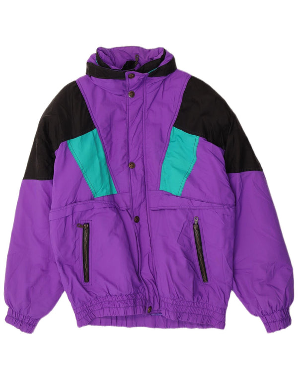 Sorry Mens Hooded Ski Jacket IT 50 Large Purple Colourblock Polyamide