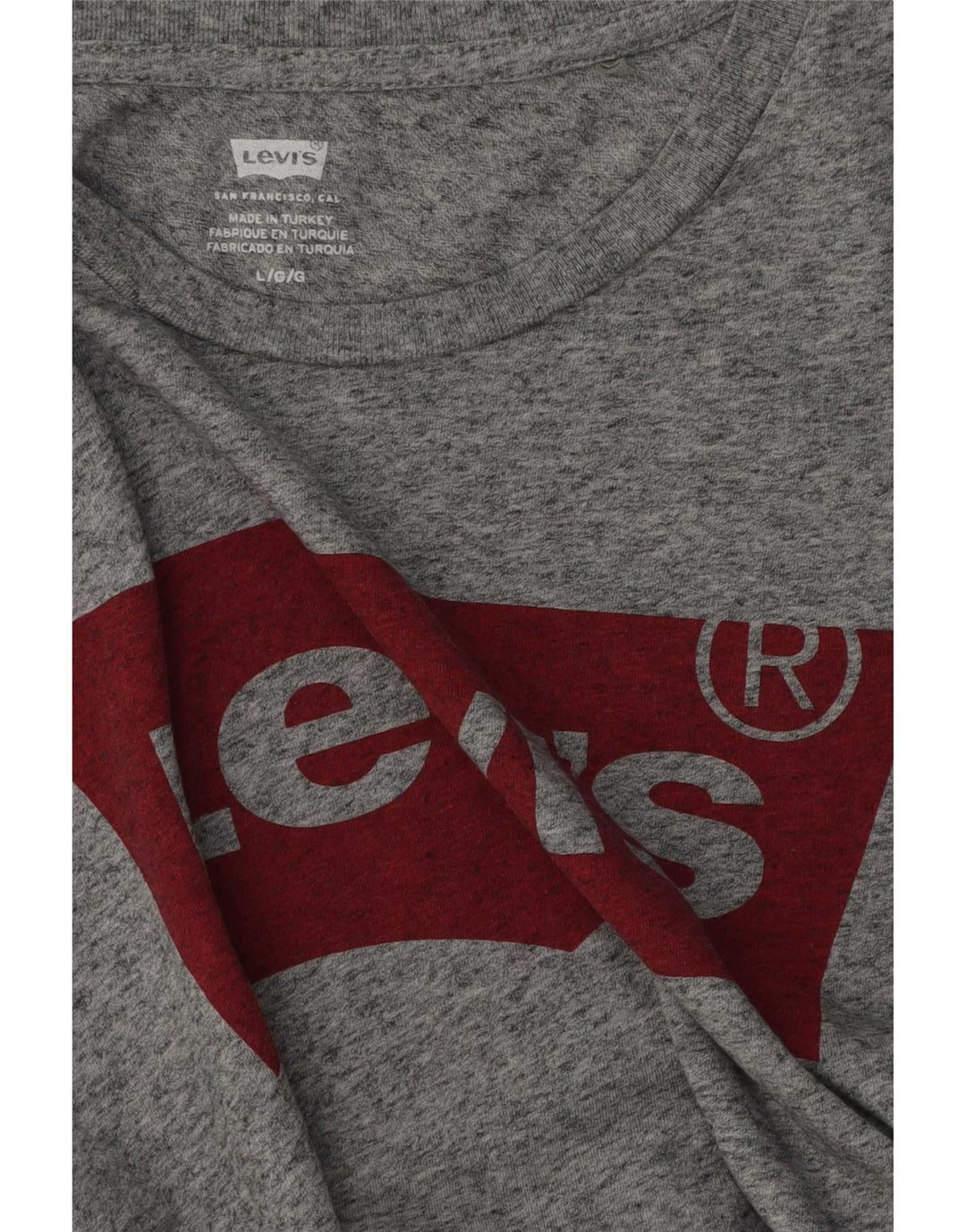 Levi's Womens Graphic T-Shirt Top UK 16 Large Grey Flecked