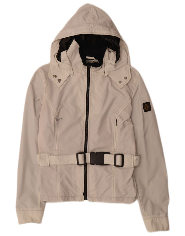 Jaqueta de chuva feminina com capuz Refrigiwear UK 10 pequena poliamida cinza
