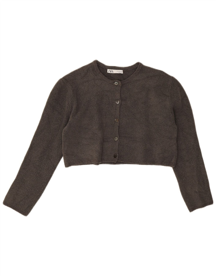 Zara Womens Crop Oversize Cardigan Pull UK 10 Petit Gris