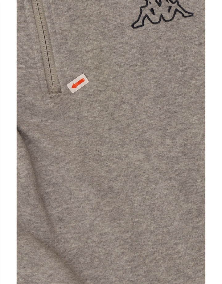 KAPPA Mens Zip Neck Sweatshirt Jumper XL Grey Colourblock Polyester