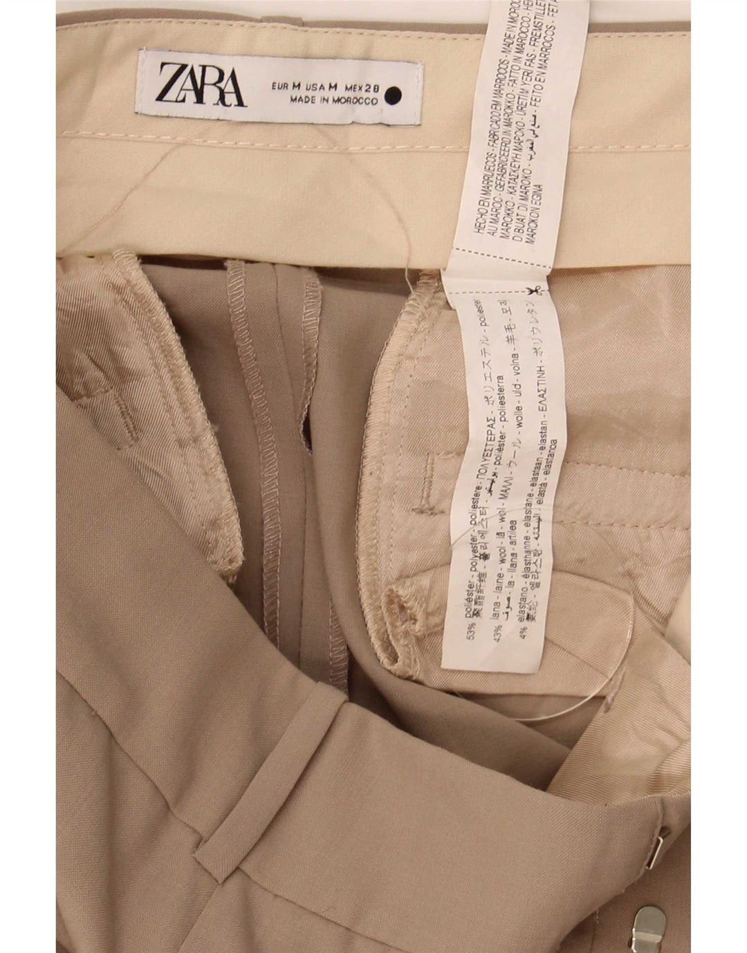 Zara Womens Tapered Suit Trousers Medium W28 L30 Beige Polyester