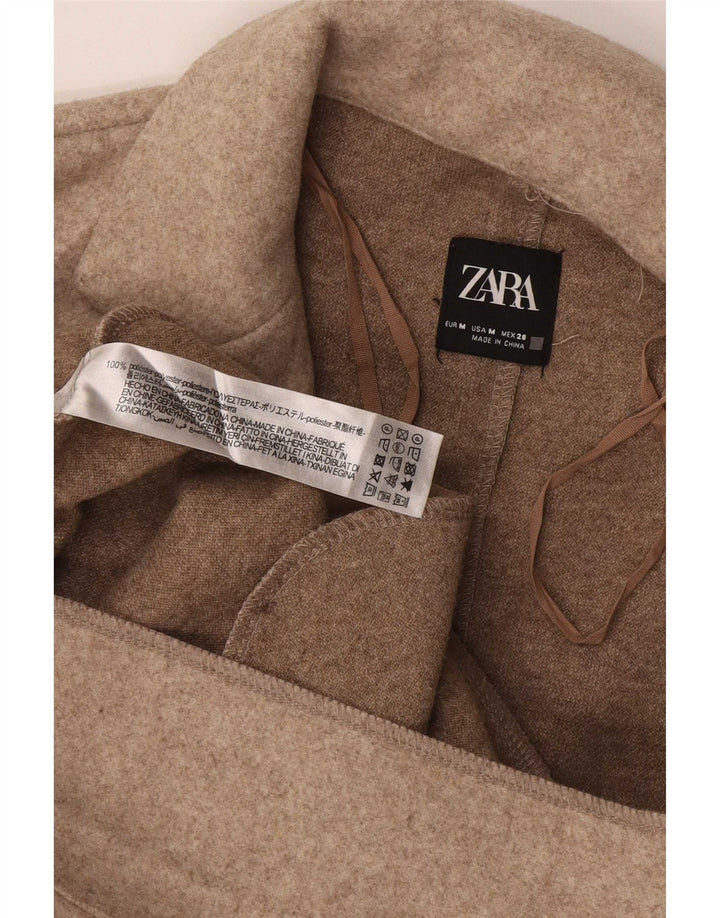 Zara Mujer Abrigo UK 44 Poliéster Beige Medio