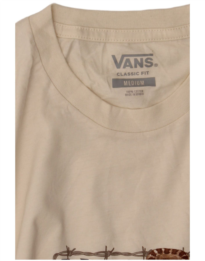 Vans Mens Classic Fit Graphic T-Shirt Top Medium Off White Cotton