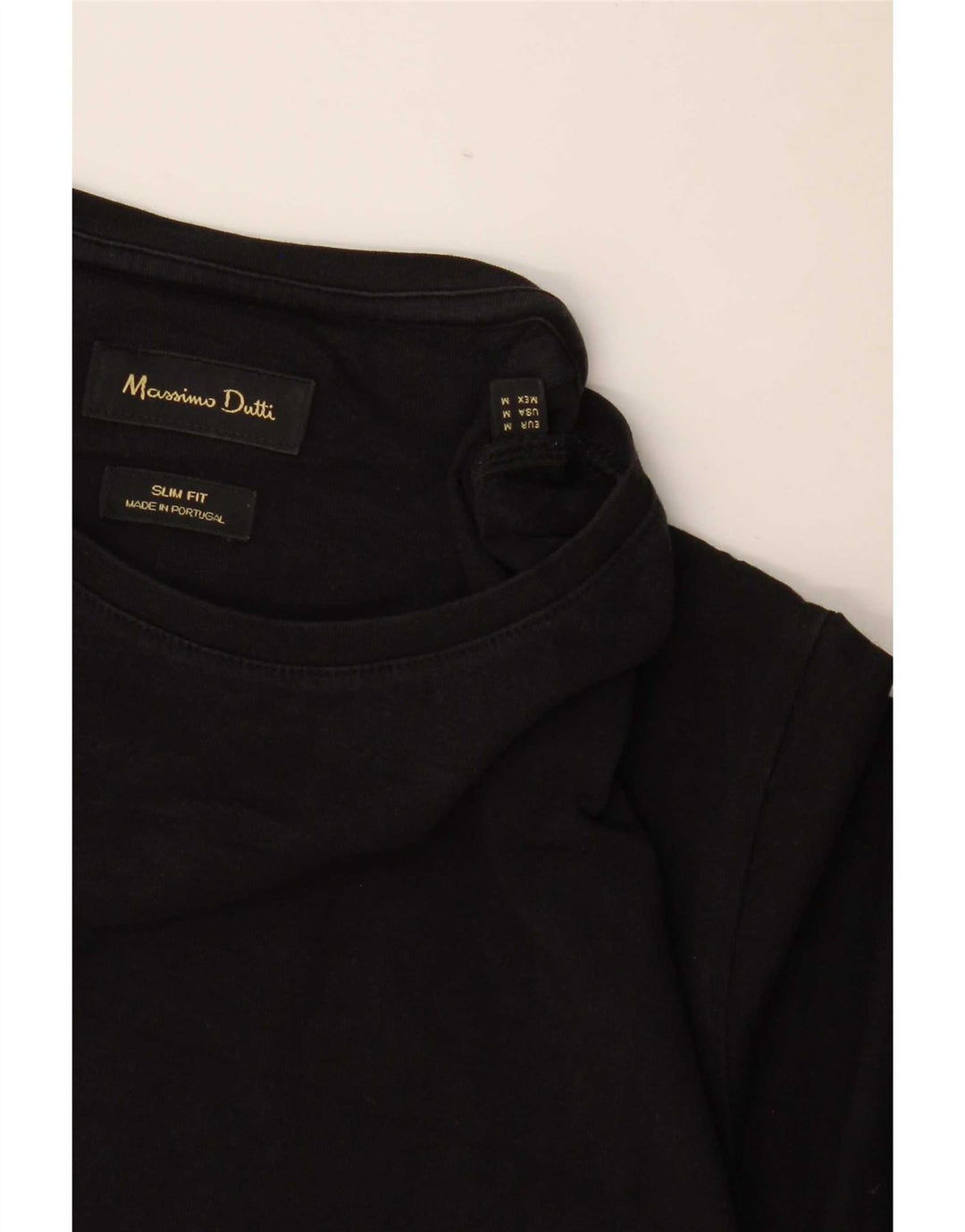 Massimo Dutti Mens Short Sleeve Slim Fit T-Shirt Top Medium Black