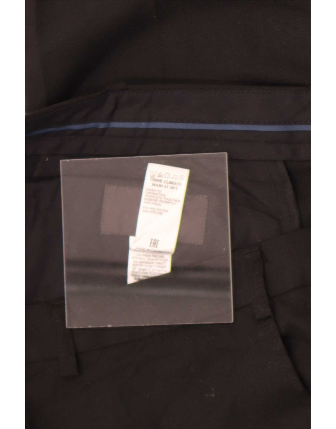 Calça masculina de terno reto Marks & Spencer W36 L29 poliéster preto