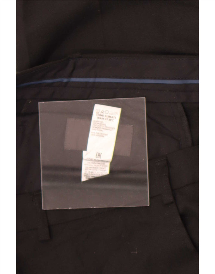 Calça masculina de terno reto Marks & Spencer W36 L29 poliéster preto