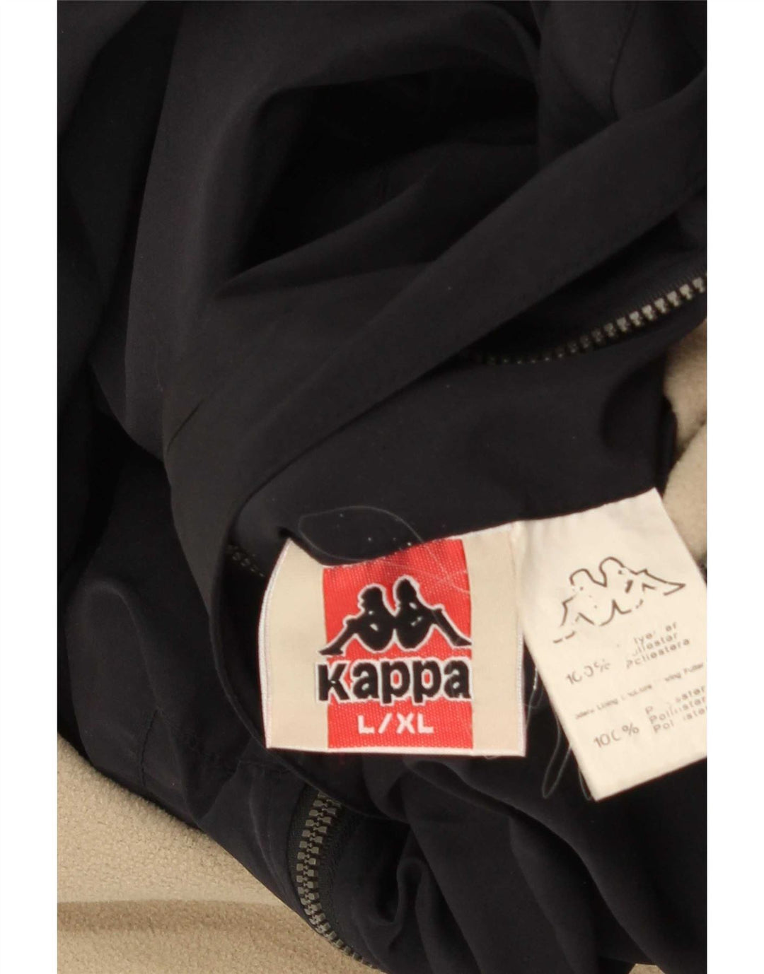 Giacca reversibile da uomo Kappa con vestibilità ampia e cappuccio UK 40 grande poliestere nero