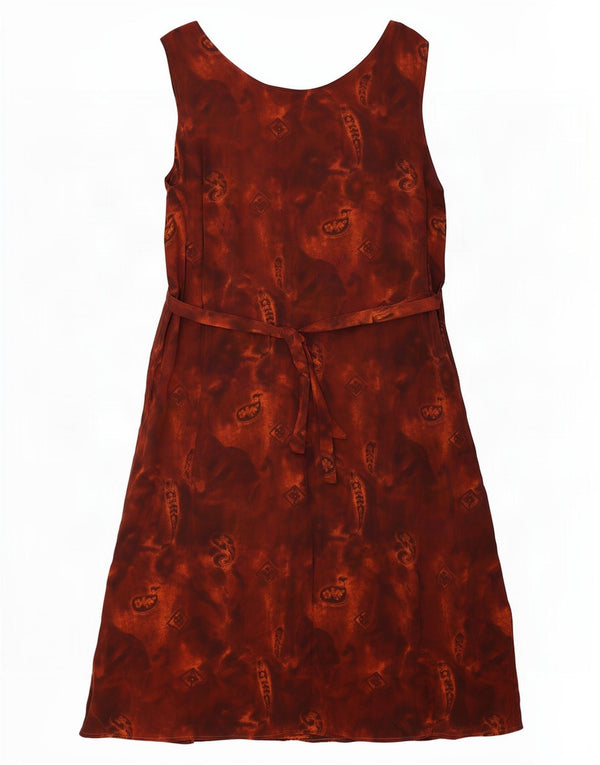 Vintage Womens Sleeveless Shirt Dress UK 16 Large Brown Paisley