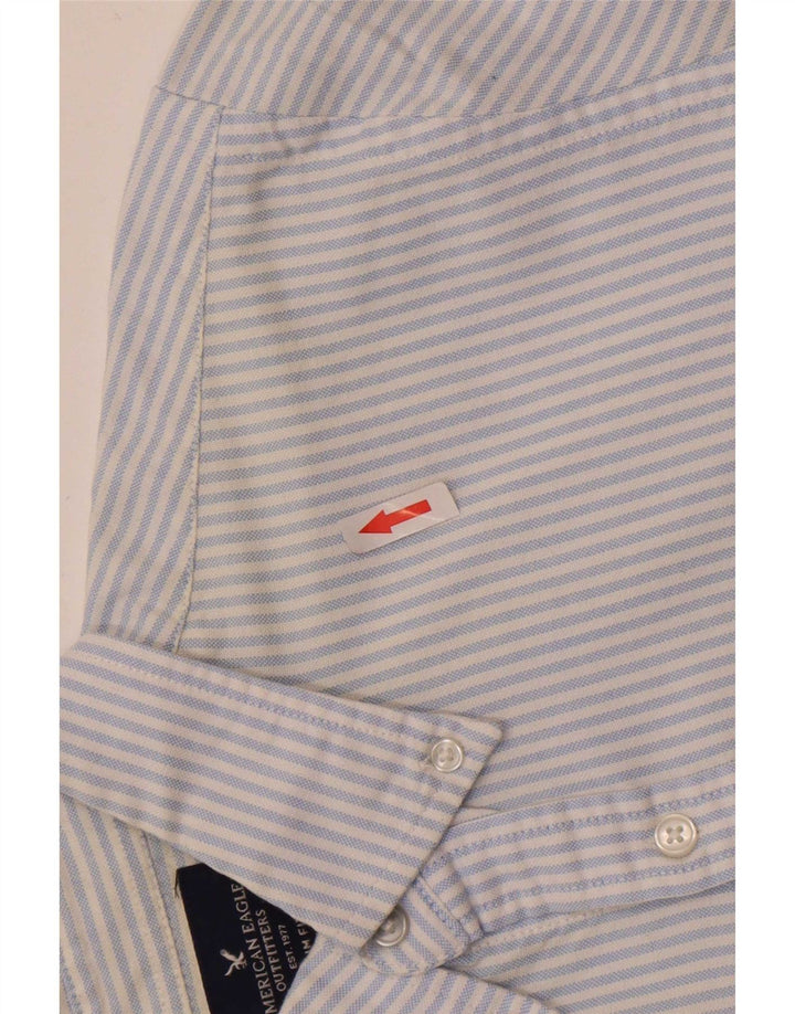 American Eagle Mens Slim Fit Shirt Small Blue Striped Cotton