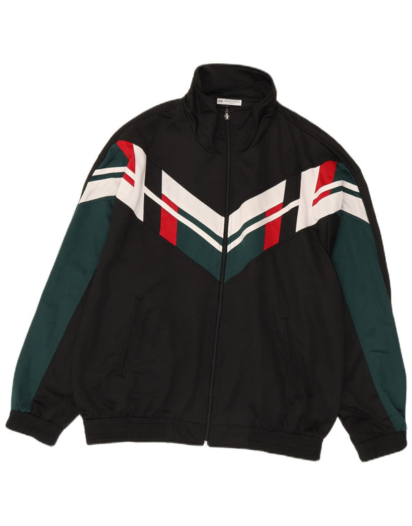 Vintage træningsdragt til mænd Topjakke Stor sort Colourblock Polyester