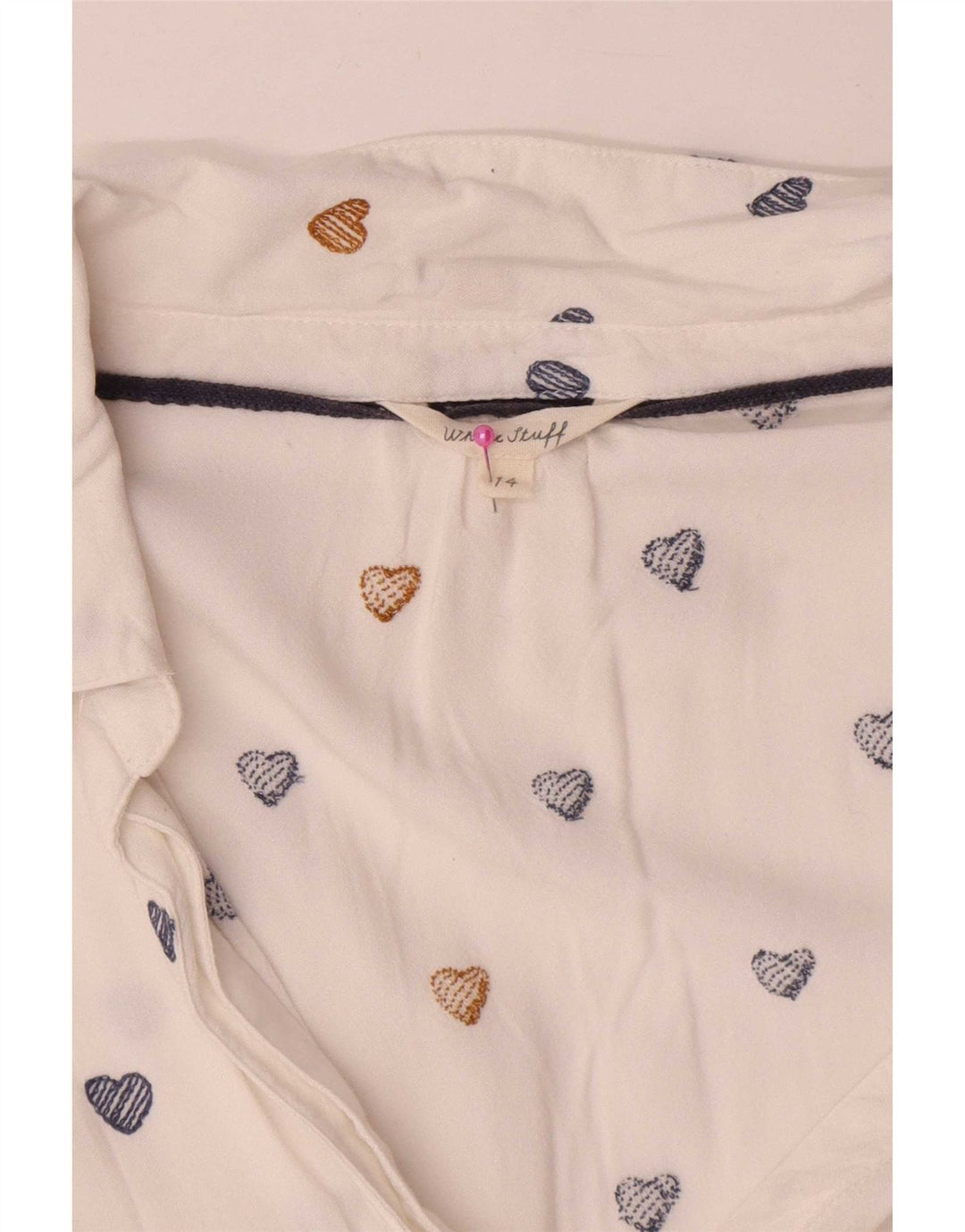 White Stuff Dame abstrakt mønster langærmet bluse Top UK 14 Large