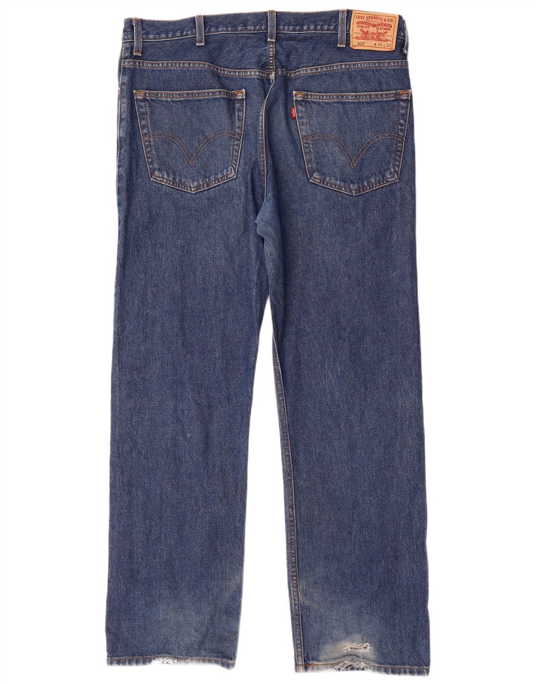 LEVI'S Mens 505 Regular Fit Straight Jeans W38 L32 Blue Cotton