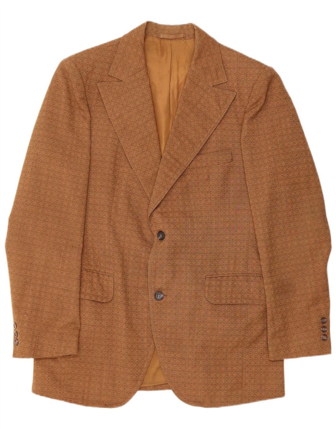 Varteks Herren-Blazer mit 2 Knöpfen, IT 48, mittelbraune geometrische Wolle