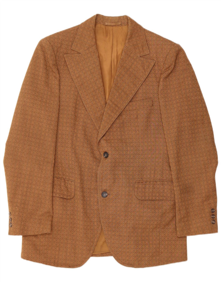 Varteks Herren-Blazer mit 2 Knöpfen, IT 48, mittelbraune geometrische Wolle