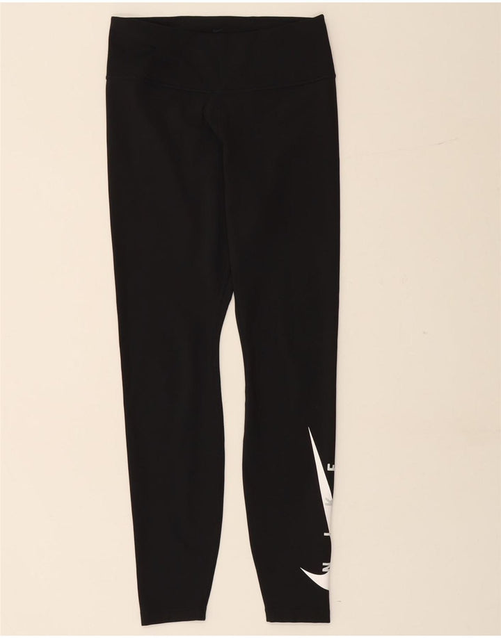 NIKE Womens Dri Fit Graphic Leggings UK 12 Medium  Black