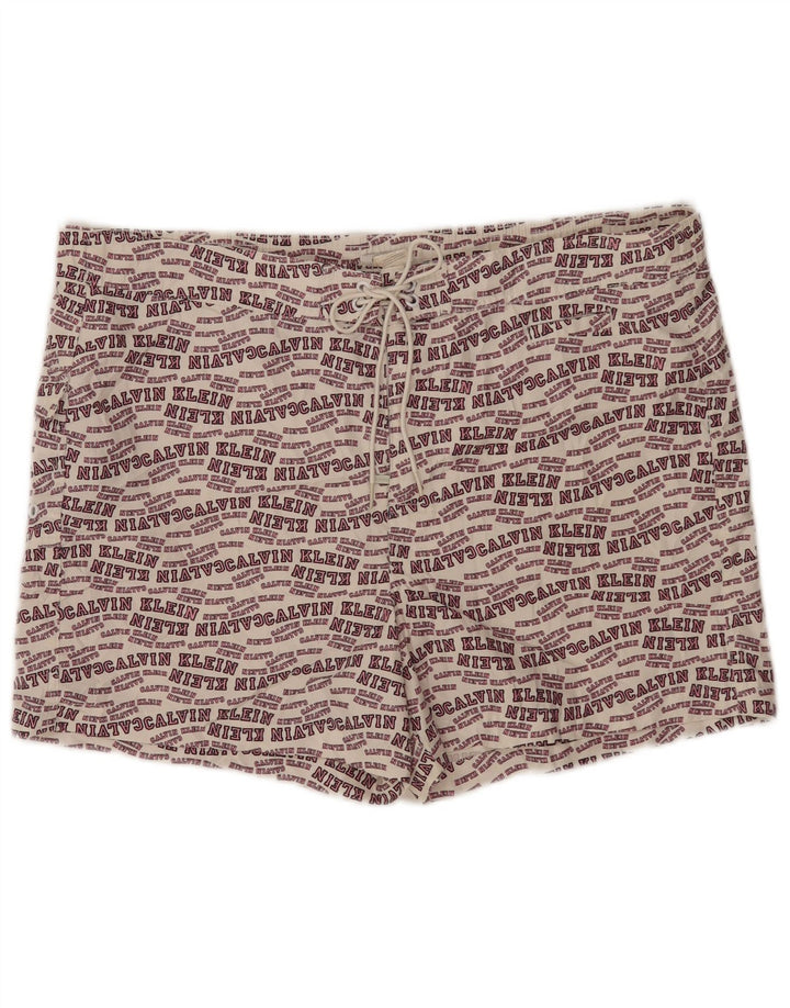 Calvin Klein Mens Graphic Swimming Shorts Large  Off White Polyester
