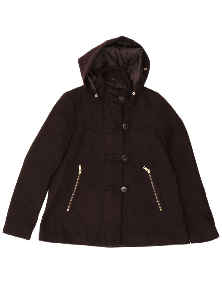 Zara Womens Hooded Bomber Jacket UK 6 XS Black Polyester