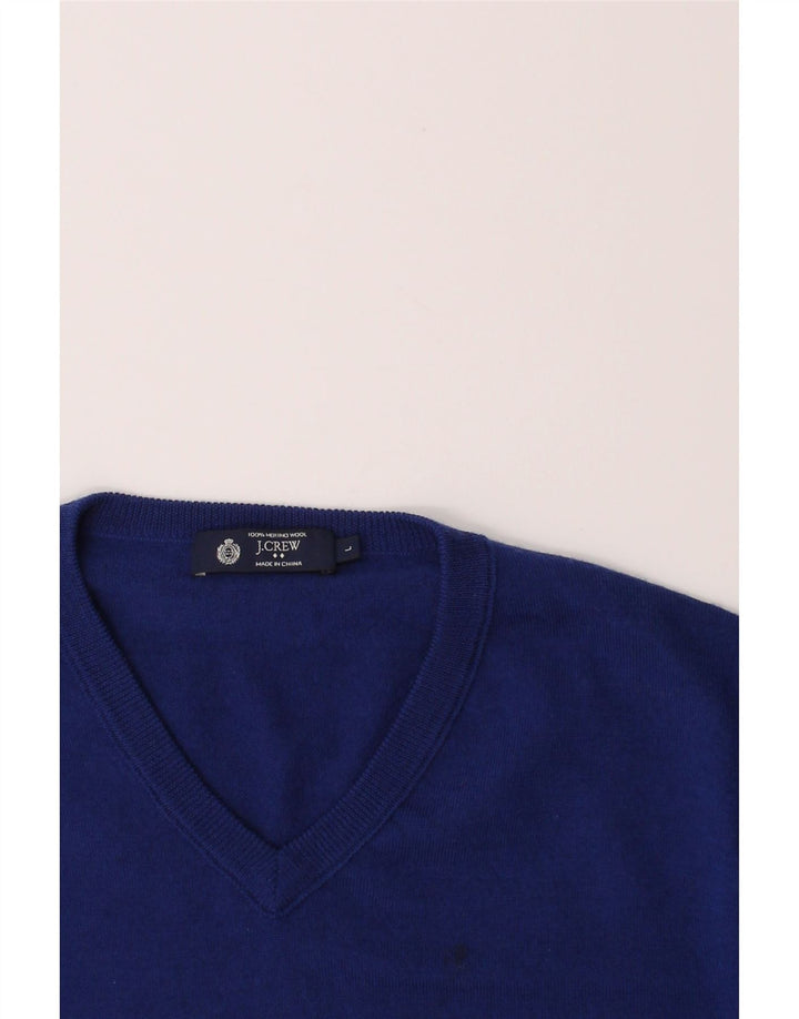 J. CREW Mens V-Neck Jumper Sweater Large Navy Blue Merino Wool Vintage J. Crew and Second-Hand J. Crew from Messina Hembry 