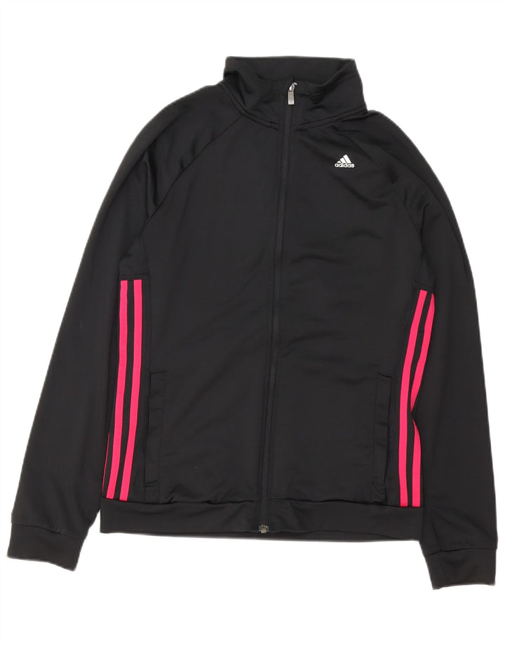 Adidas Womens Climalite Oversized Tracksuit Top Jacket UK 8/10 Small Black