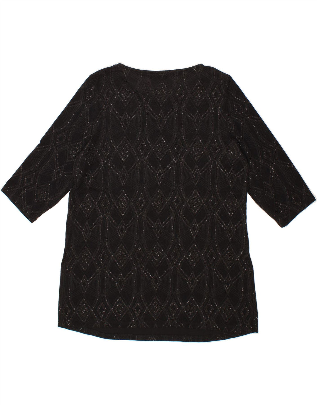 WALLIS Womens 3/4 Sleeve Shift Dress UK 16 Large Black Argyle/Diamond Vintage Wallis and Second-Hand Wallis from Messina Hembry 