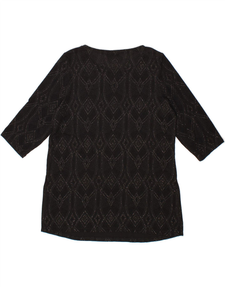 WALLIS Womens 3/4 Sleeve Shift Dress UK 16 Large Black Argyle/Diamond Vintage Wallis and Second-Hand Wallis from Messina Hembry 