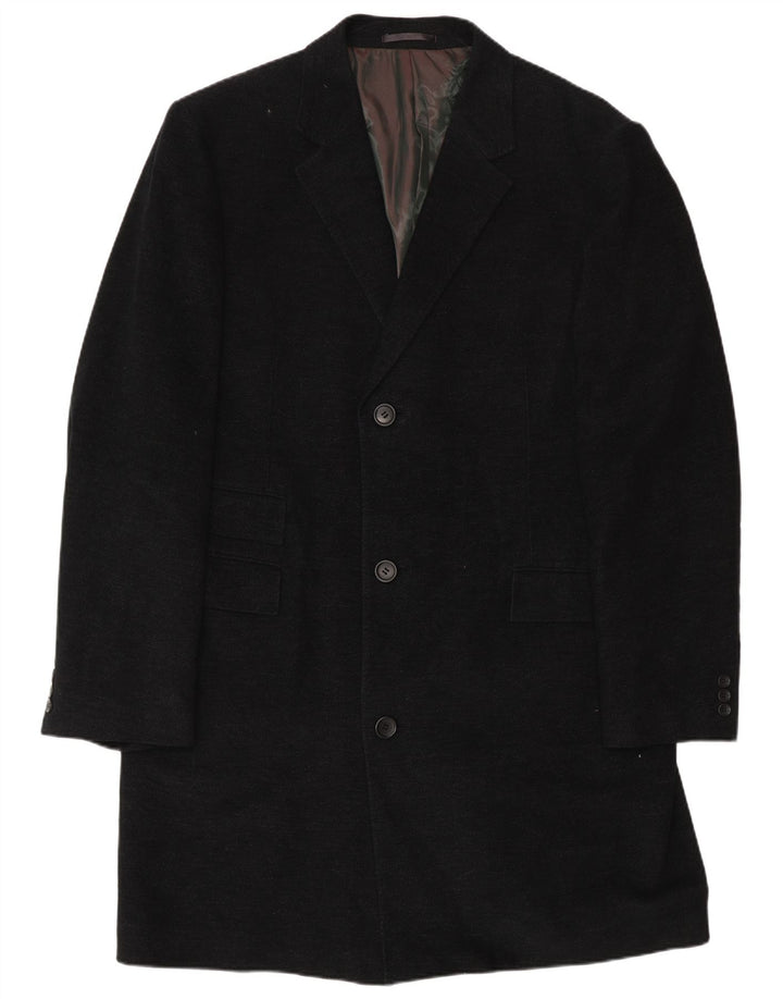 John Lewis Mens Overcoat UK 42 XL Navy Blue Cotton