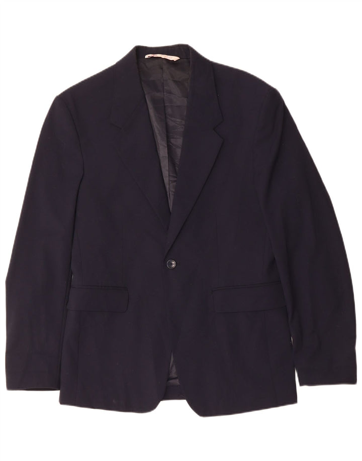 Zara Herre 1-knap blazerjakke EU 48 Mellem marineblå polyester