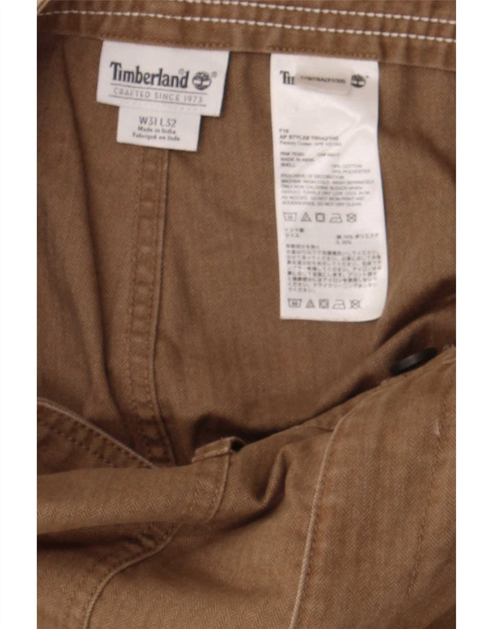 Timberland Mens Slim Cargo Trousers W31 L32 Brown Cotton