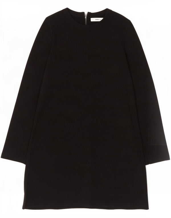 Zara Damen Langarm-Etuikleid UK 14 Mittelschwarze Viskose