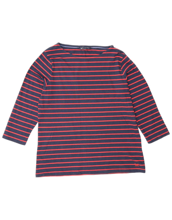 Crew Clothing Womens Top 3/4 Sleeve UK 16 Large Red Striped Cotton
