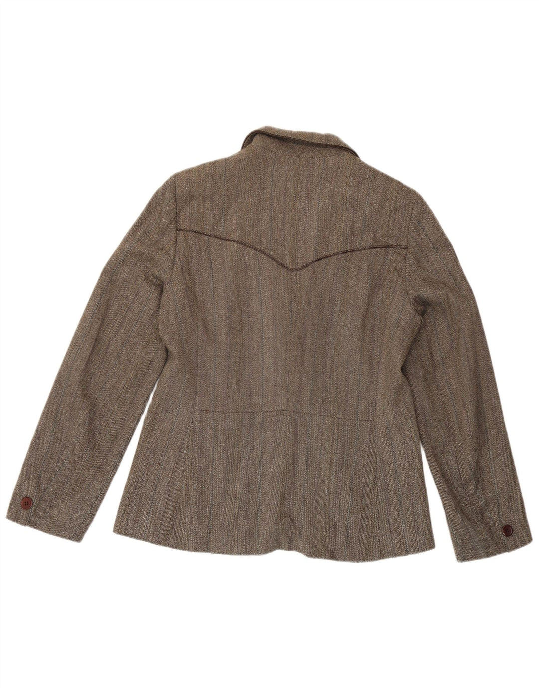 Marella Womens 3 Button Blazer Jacket UK 16 Large Brown Herringbone Viscose