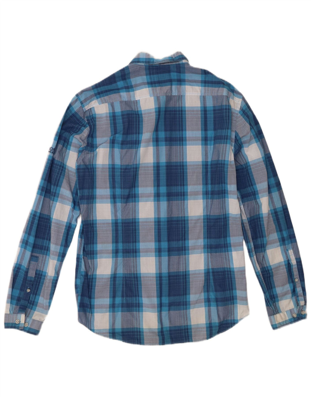 Hugo Boss Mens Slim Fit Shirt Large Blue Check Cotton