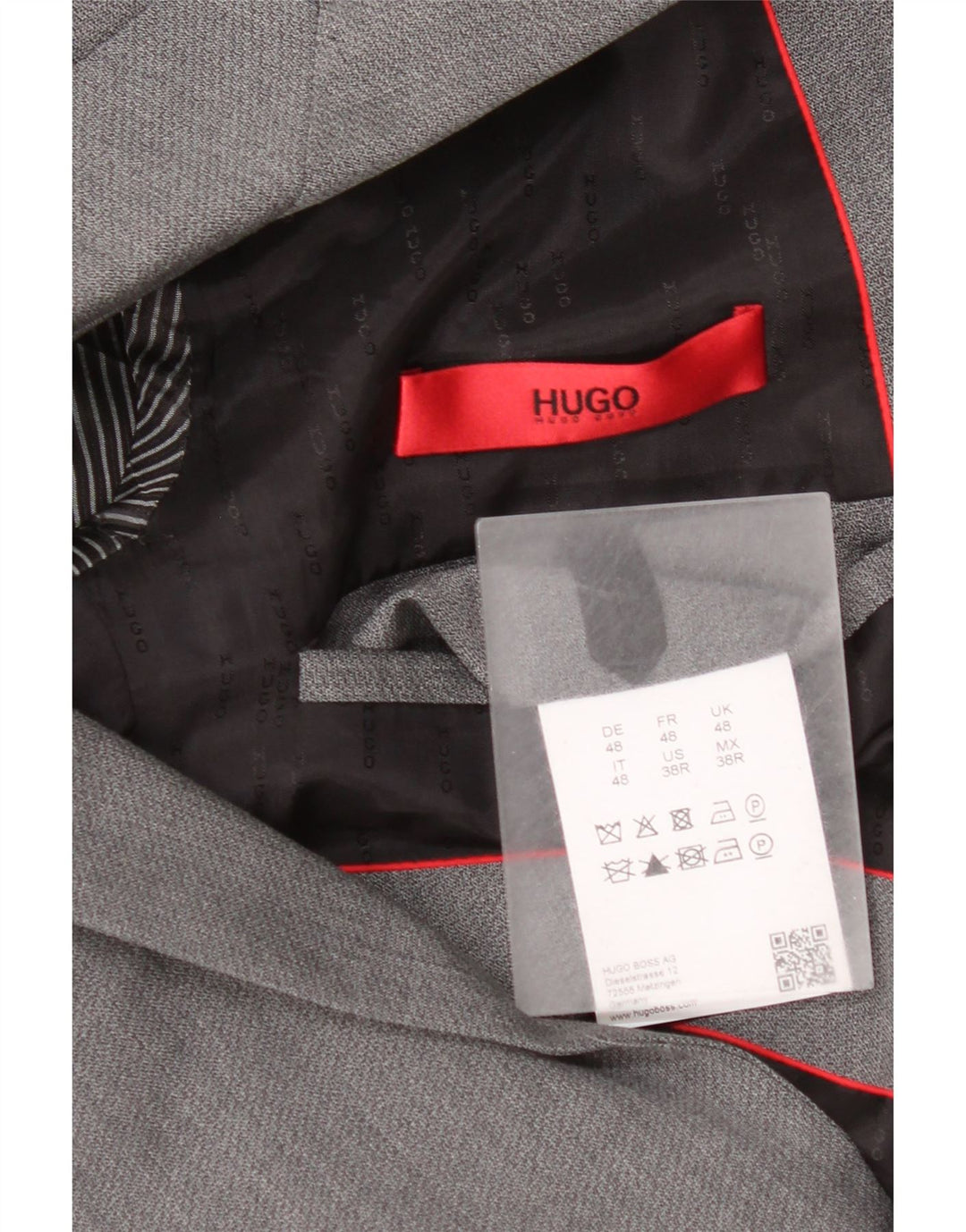 Hugo Boss Mens 2 Button Blazer Jacket EU 48 Medium Grey Virgin Wool
