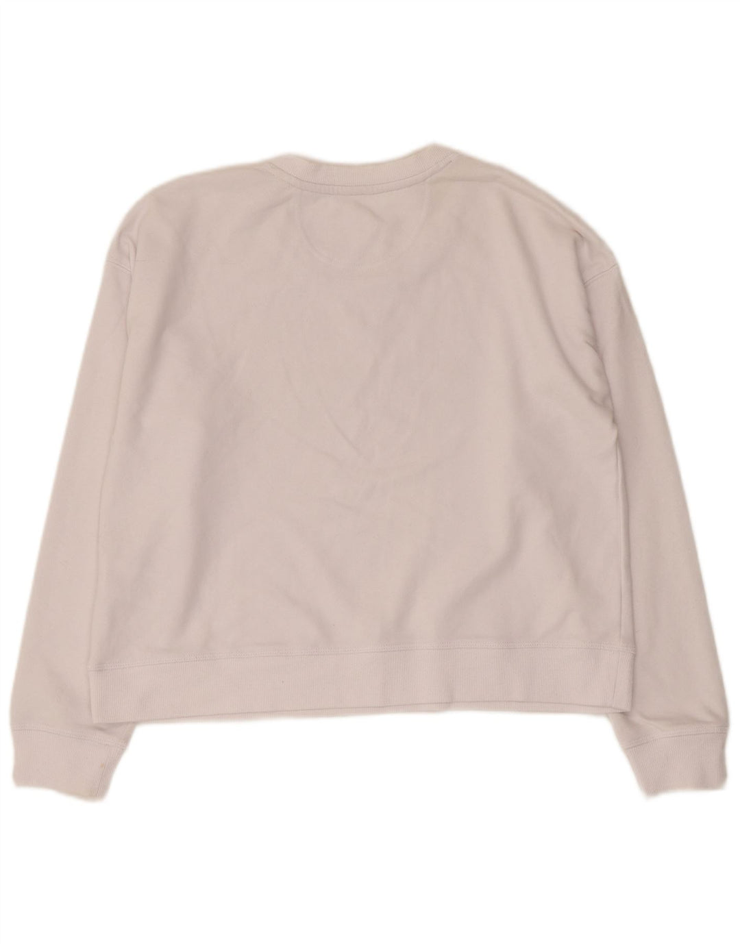 Dkny Womens Crop Graphic Sweatshirt Jumper UK 14 Medium White Bomuld