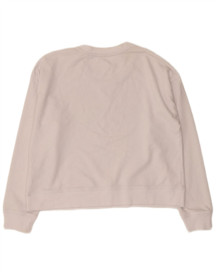 Dkny Womens Crop Graphic Sweatshirt Jumper UK 14 Medium White Bomuld