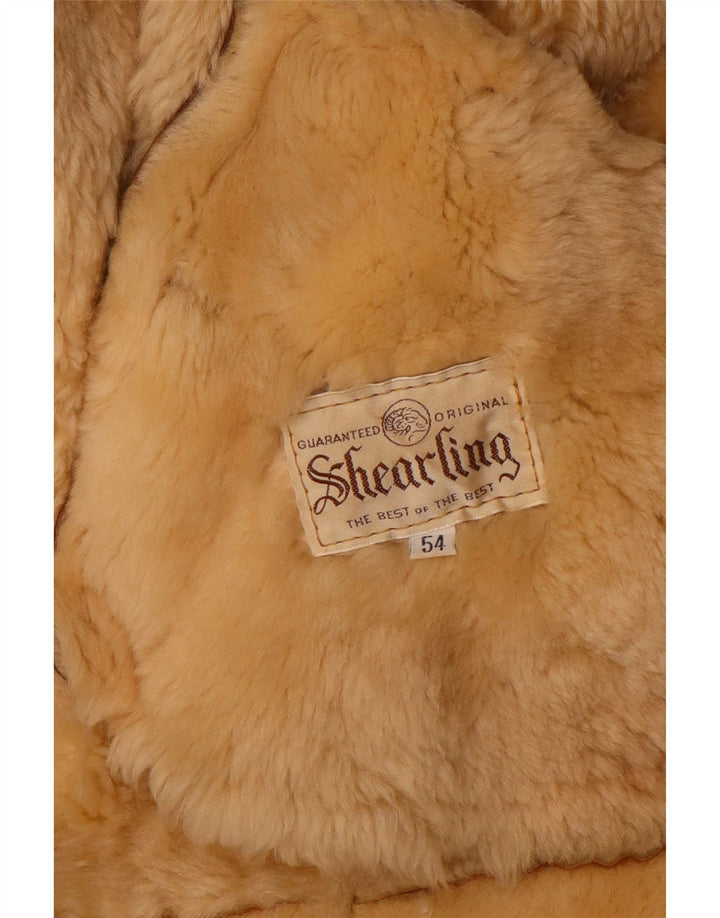 Vintage Herre Shearling Jacket IT 54 2XL Brun Shearling