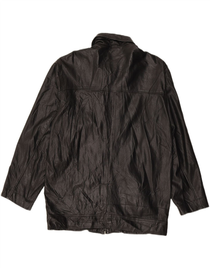 Vintage Mens Leather Jacket IT 46 Small Black Leather