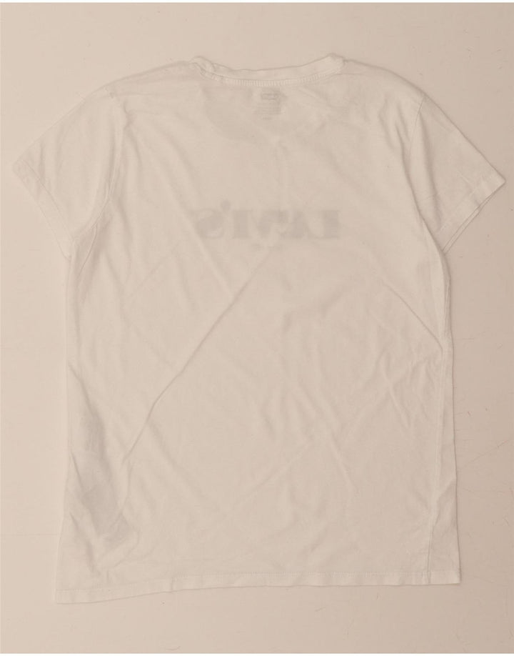 LEVI'S Womens Oversized Graphic T-Shirt Top UK 10 Small White Cotton Vintage Levi's and Second-Hand Levi's from Messina Hembry 