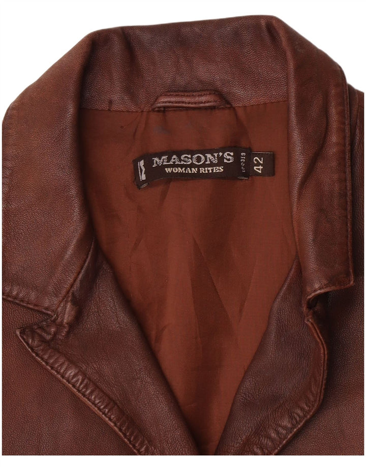 Giacca blazer in pelle da donna a 3 bottoni Mason's IT 42 Marrone medio