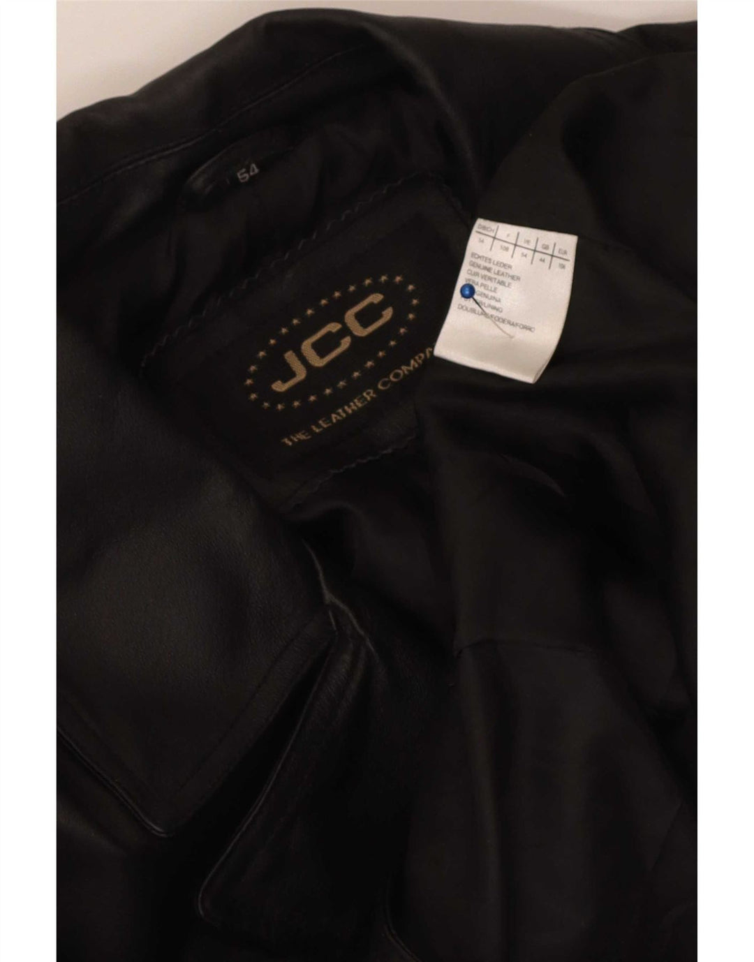 Мужское двубортное кожаное пальто JCC UK 44 2XL, черное