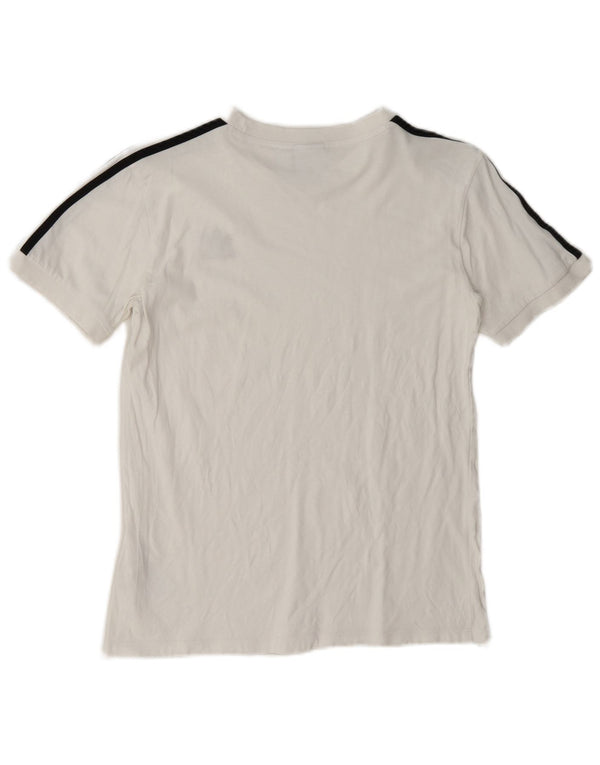 Adidas Dame Grafisk T-Shirt Top UK 10 Small White Bomuld