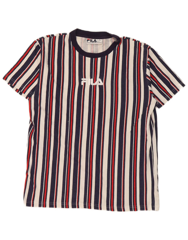 Fila Mens Graphic T-Shirt Top IT 46/38 Small Navy Blue Striped Cotton