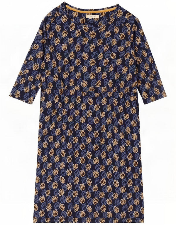 White Stuff Womens 3/4-ærmet Shift Dress UK 12 Medium Blue Floral Elastan