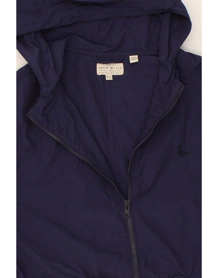 JACK WILLS Womens Hooded Rain Jacket UK 12 Medium  Navy Blue Nylon Vintage Jack Wills and Second-Hand Jack Wills from Messina Hembry 