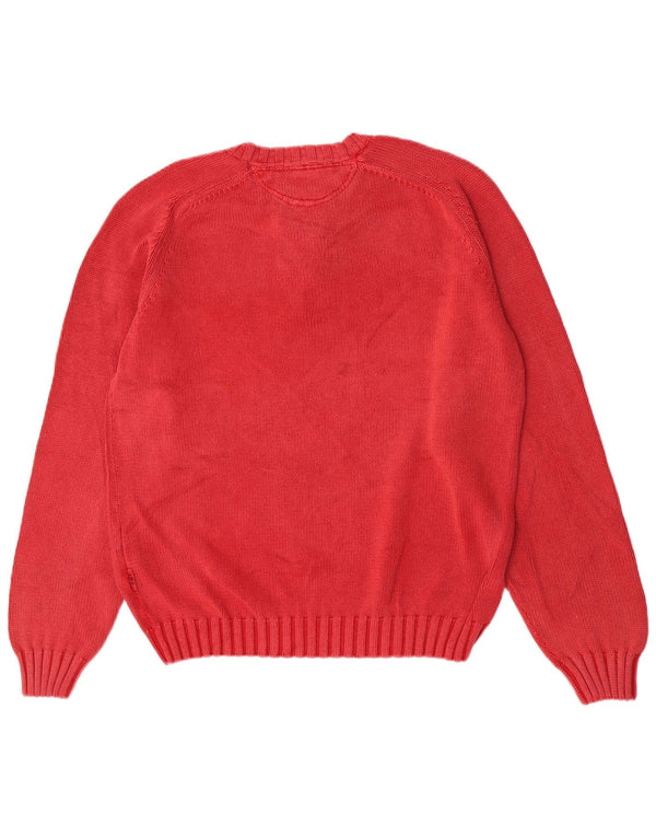 Męski sweter z okrągłym dekoltem Crew, duży, czerwony, bawełniany