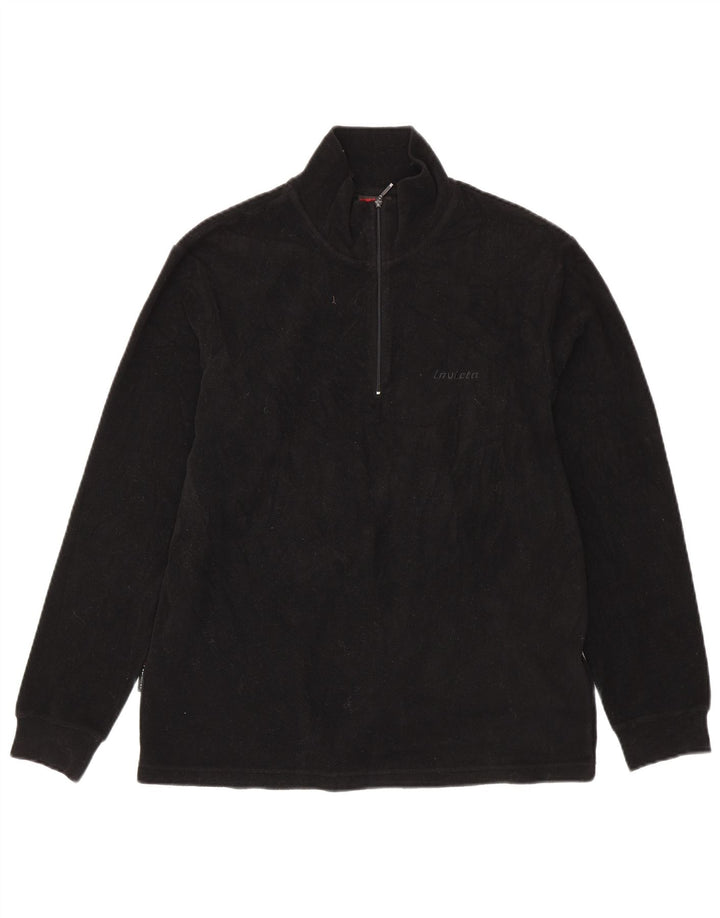 INVICTA Herren-Fleecepullover mit Reißverschluss am Hals, Größe L, Schwarz