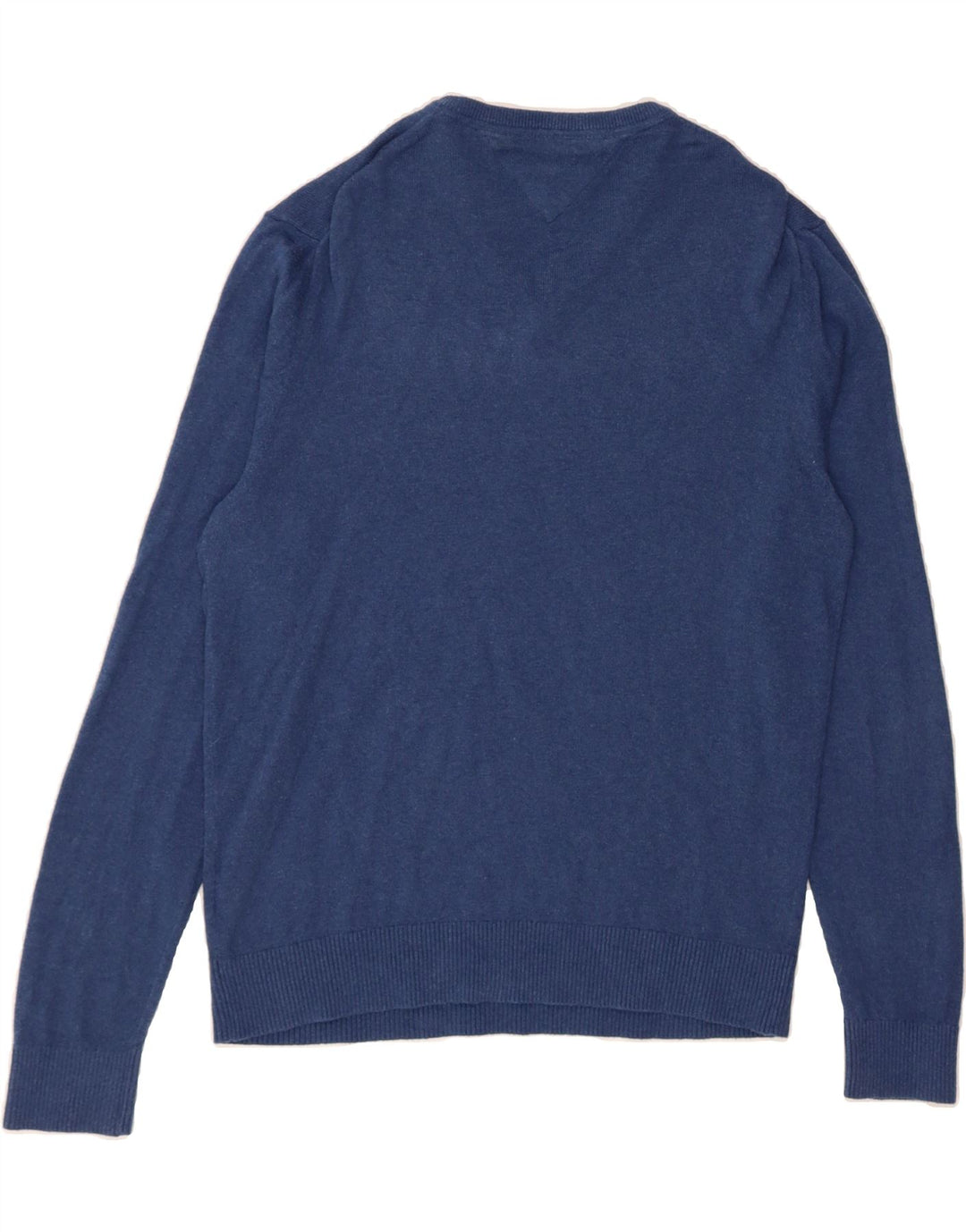 TOMMY HILFIGER Mens V-Neck Jumper Sweater Large Blue Cotton Vintage Tommy Hilfiger and Second-Hand Tommy Hilfiger from Messina Hembry 