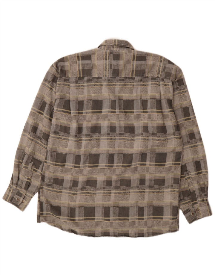 JAC TISSOT Mens Flannel Shirt Medium Grey Check Cotton