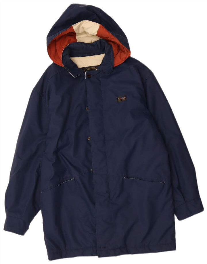 Paul & Shark Mens Hooded Windbreaker Coat UK 38 Medium Navy Blue Polyamide